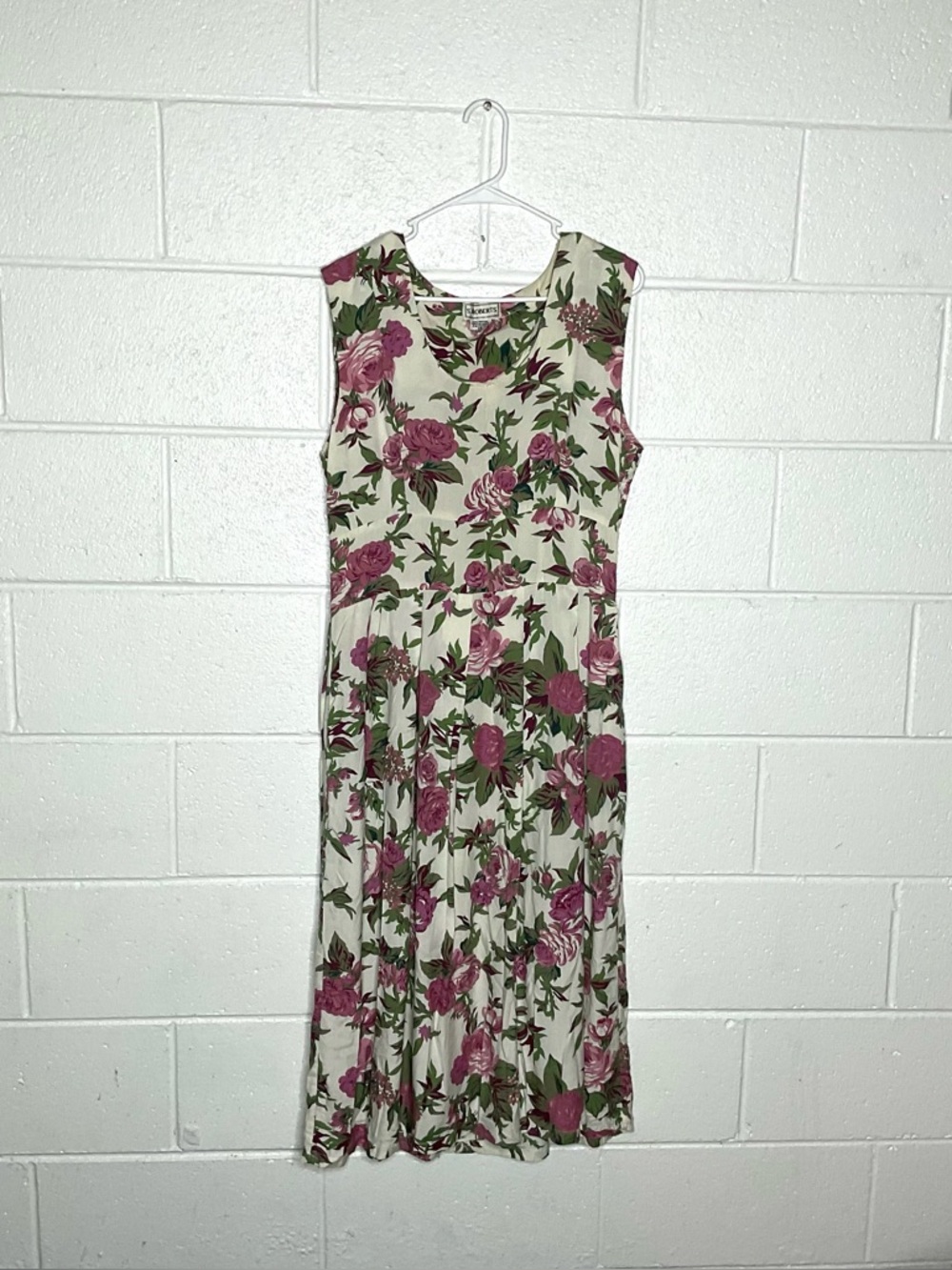 < Vintage 80’s S. Roberts Floral Midi Dress Size 14 >